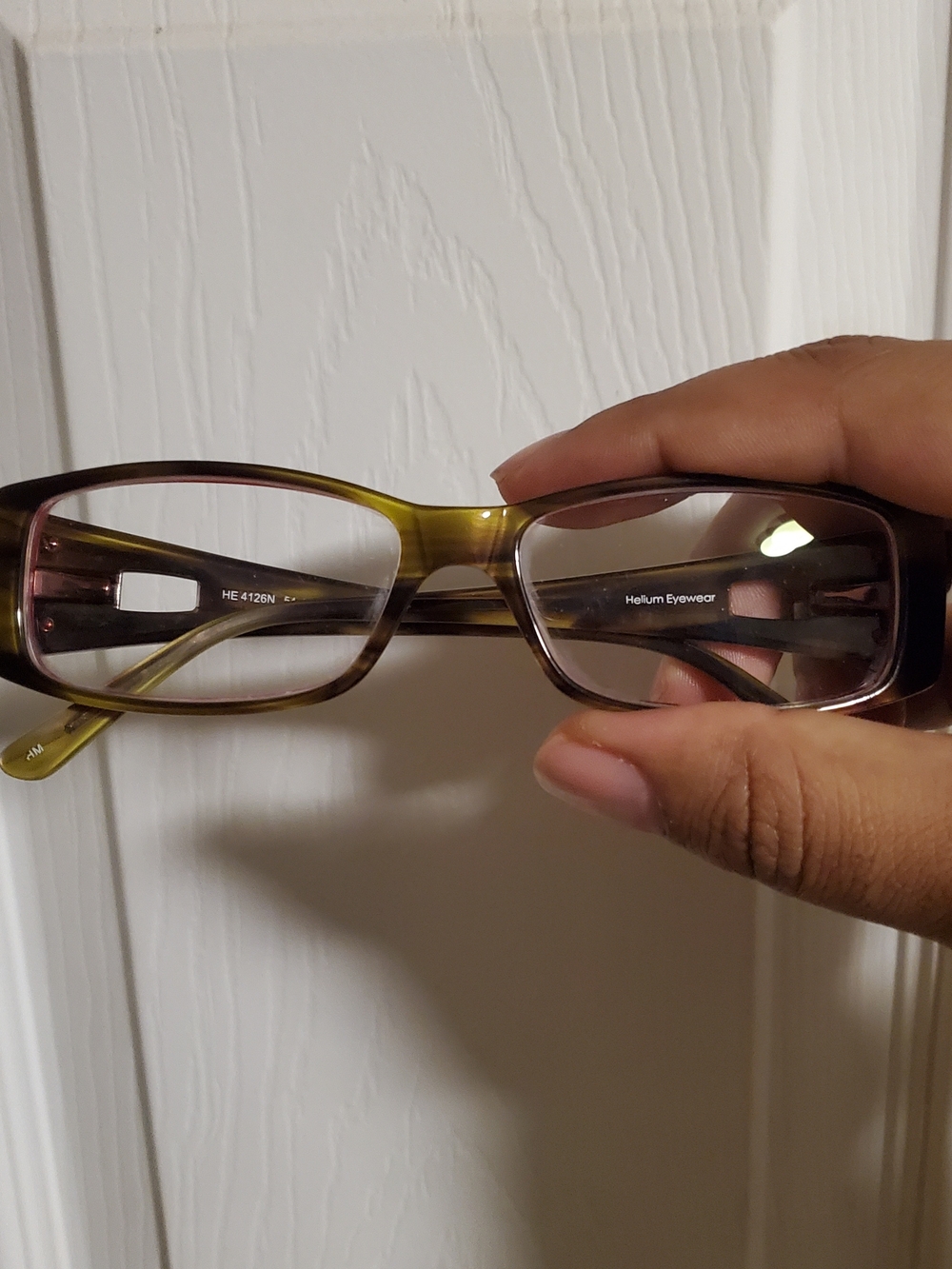 Helium Paris Rectangular Glasses in Olive Brown/red